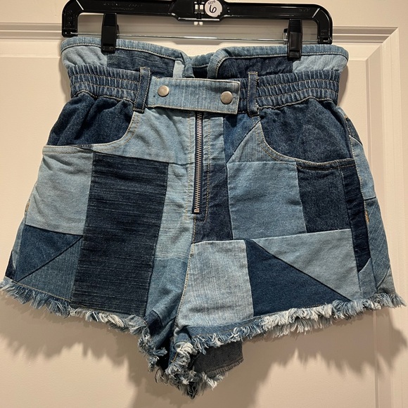 Sea NY Sea New York Diego Patchwork Denim Paperbag Shorts Size 6 - Picture 12 of 16